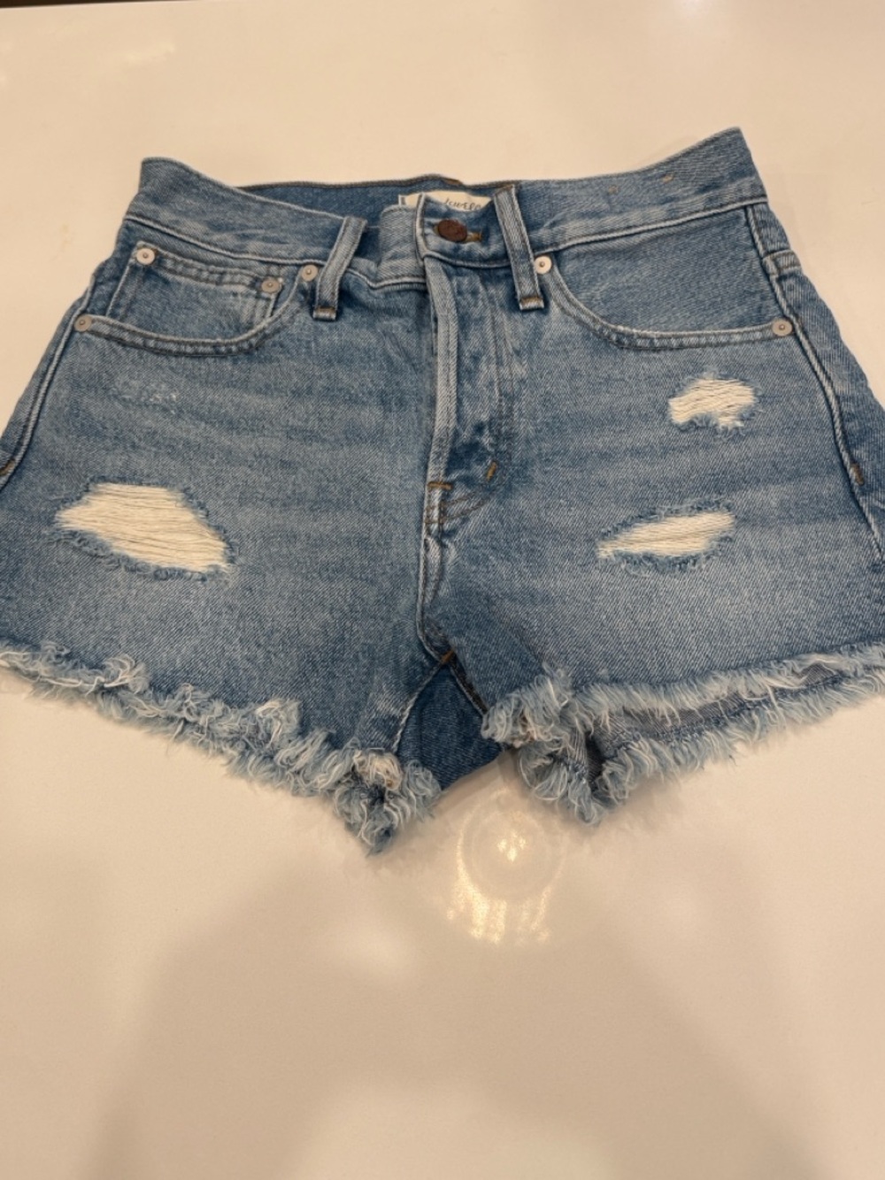 Madewell Relaxed Denim Blue Distressed Cutoff Shorts